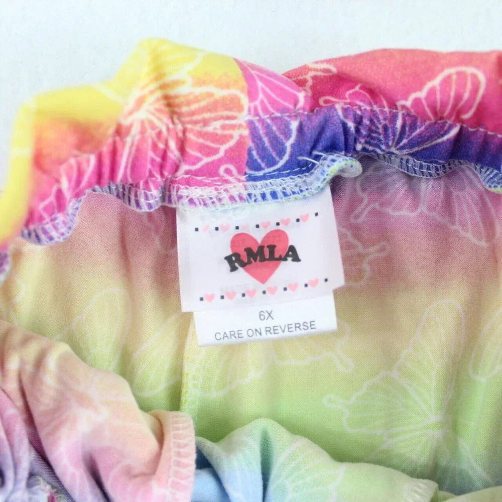 RMLA Girls Shorts and Sunglasses Set Size 6x Knit Rainbow Stripes Butterflies - Picture 4 of 7